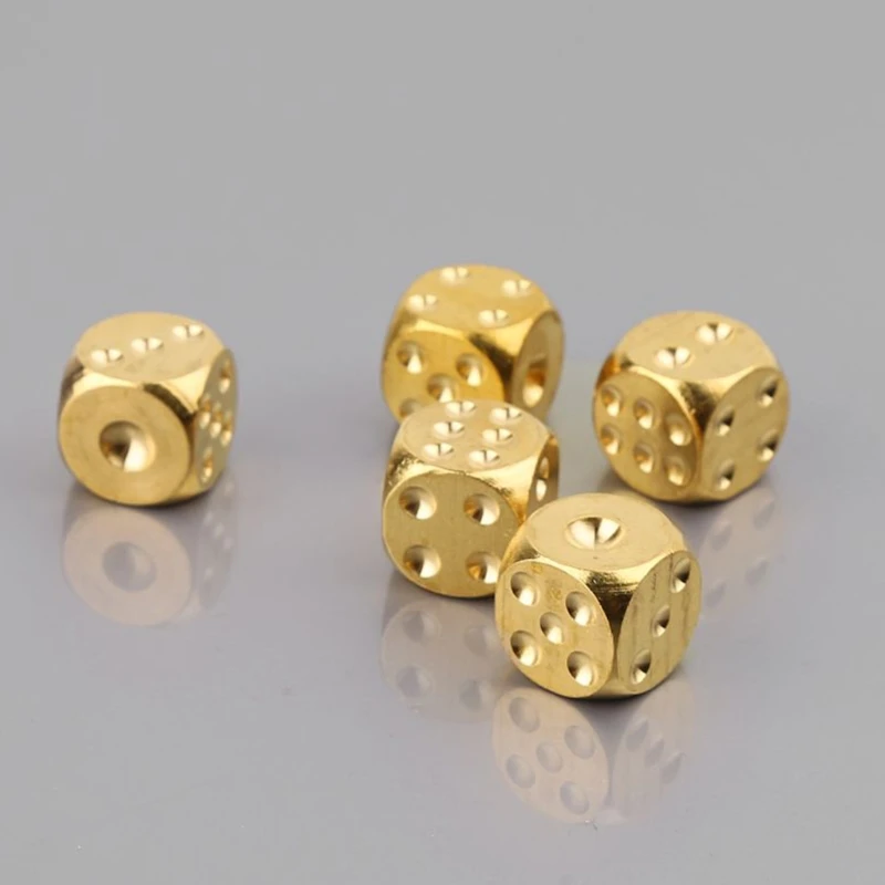 

6pcs 13mm Copper Dice Home Decor Brass Dice Bar Supplies Game Tool Copper Metal