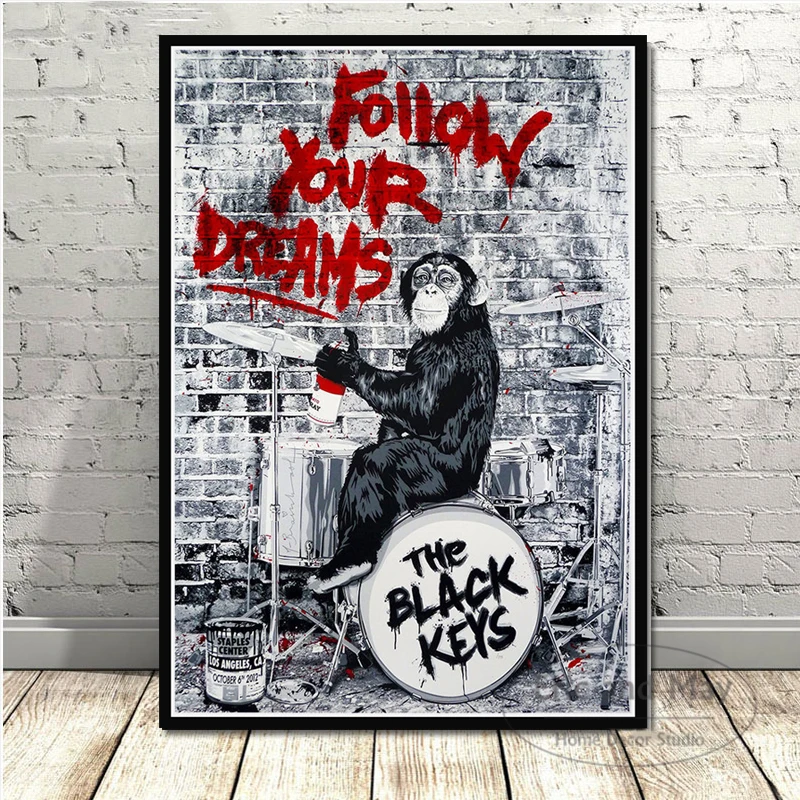 Современная живопись искусство Улица граффити коллаж обезьяна холст картина