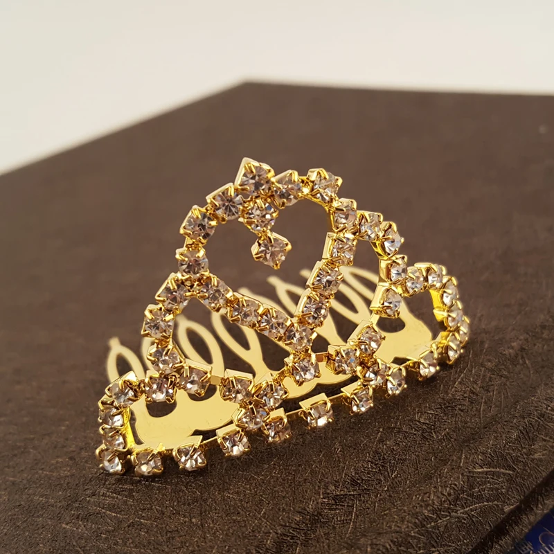 Тиары и короны для девочек украшения волос с кристаллами в форме сердца