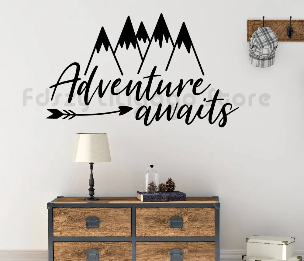Настенная виниловая наклейка с изображением гор и приключений настенная