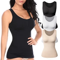 womens tummy control shapewear camisole tank tops built in removable bra pads seamless slimming body shaper compression top