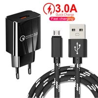 for huawei honor 9a 8a 7a alcatel zte htc mobile phone charger qc3 0 fast charge adapter micro usb cable for samsung m02 a02 a10