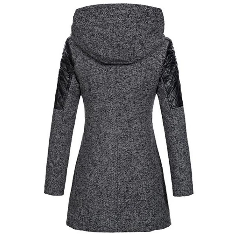 

Women Winter Hooded Jacket Coat Autumn Zipper Slim Outerwear Fashion Patchwork Black Female Warm Plus Size Long Coats Lady 2021
