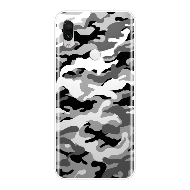 Чехол для Xiaomi Redmi Note 7S 7 PRO силиконовый мягкий Камуфляжный военный чехол-накладка