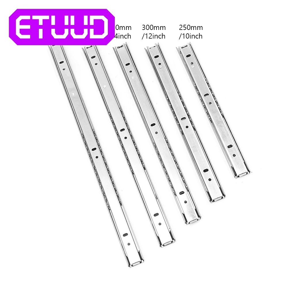 2pcs kitchen cupboard drawer slide furniture guide rail full extension fittings cabinets furniture hardware two section free global shipping