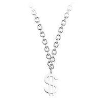 best selling dollar sign silver chain jewelry lucky four leaf clover stainless steel necklace