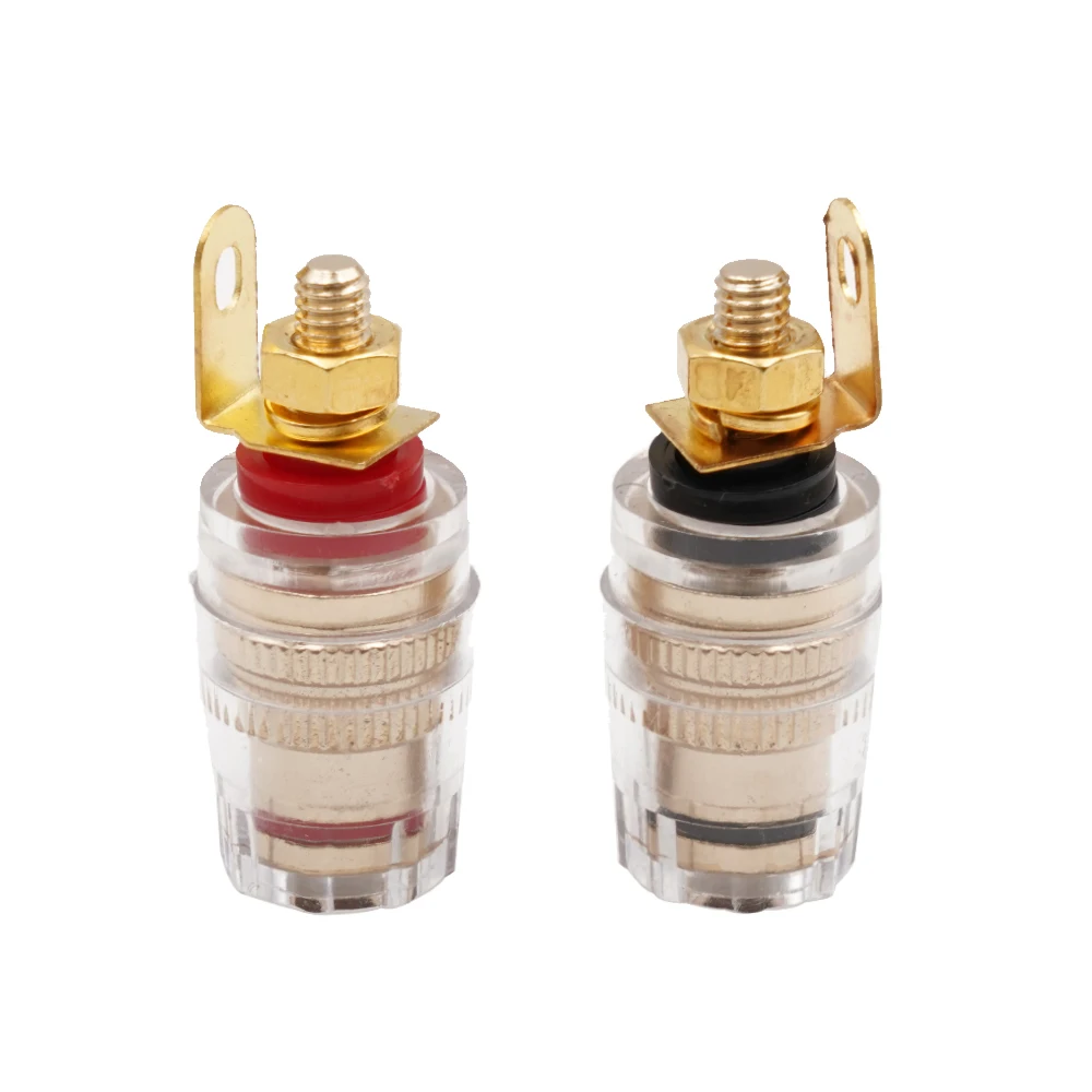 2 шт. 25 а латунь прозрачный 520 аудио кристалл все медные позолоченные 4 мм клеммы M4
