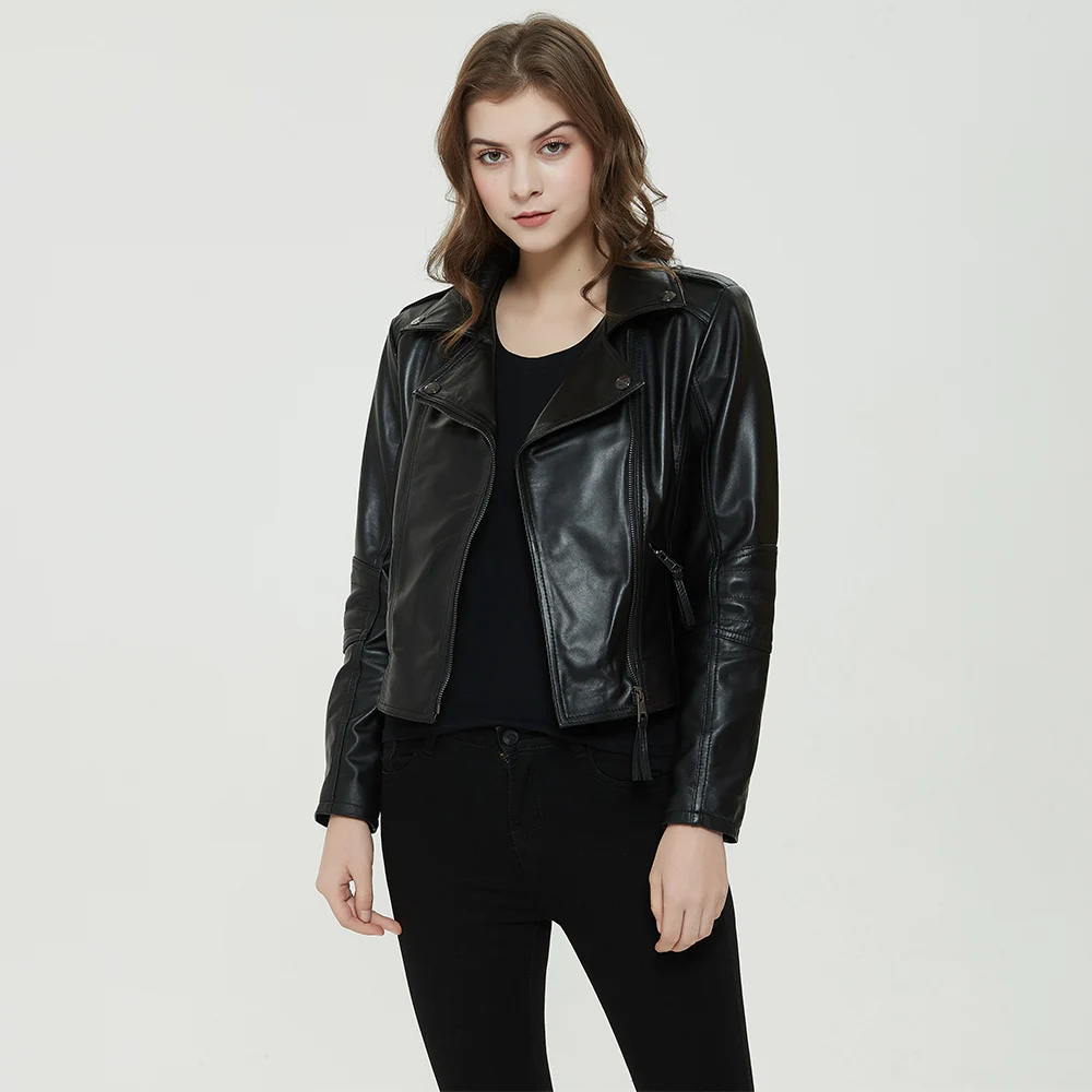 Maplesteed-Chaqueta de piel auténtica para mujer, 100% de piel de oveja suave, abrigo de piel Natural para mujer, talla asiática 4XL, M598, otoño y primavera