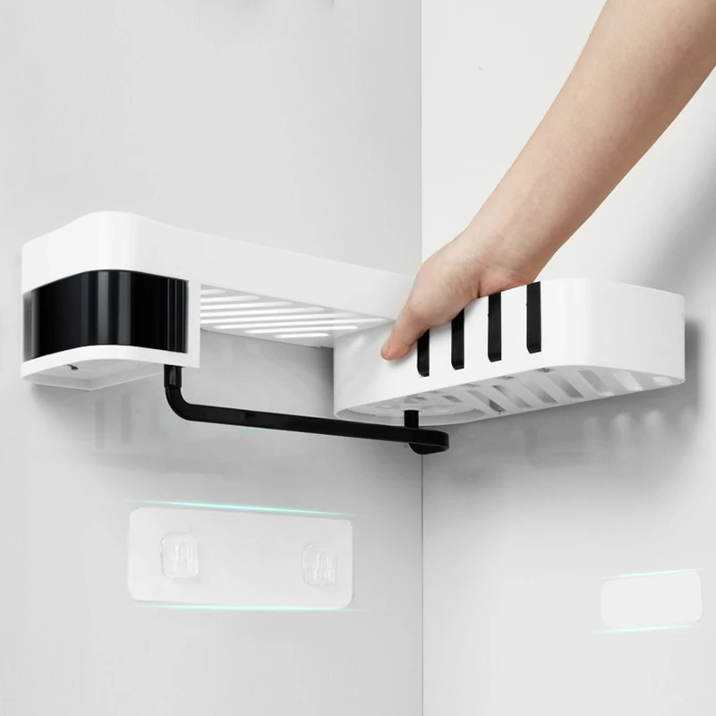 

Bathroom Corner Shelf Nail-free Storage Holder Shelves Organizer for Kitchen Wall Shelf Adjustable Rotatable Corner Storage Rack