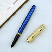 jinhao 85 fountain pen natural wood and metal ink pen with converter extra fine 0 38mm blue writing business office ink gift pen