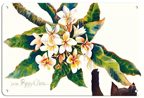 

Boo and Plumeria (Pua Melia) -Гавайская черная кошка (ele Popoki) -металлический жестяной знак