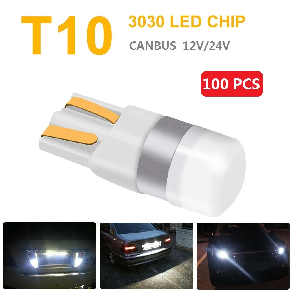 

OKEEN 100 шт. T10 Led Canbus W5W светодиодные лампы 6000K белая сигнальная лампа 12 В купольная лампа для чтения номерного знака светильник для салона автом...