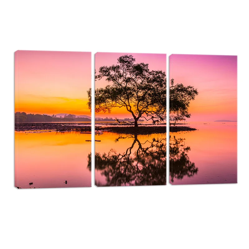 

Sunset Scenery Poster Home Wall Art Canvas Painting Modern Nordic Landscape Lake Posters and Prints for Living Room Decor