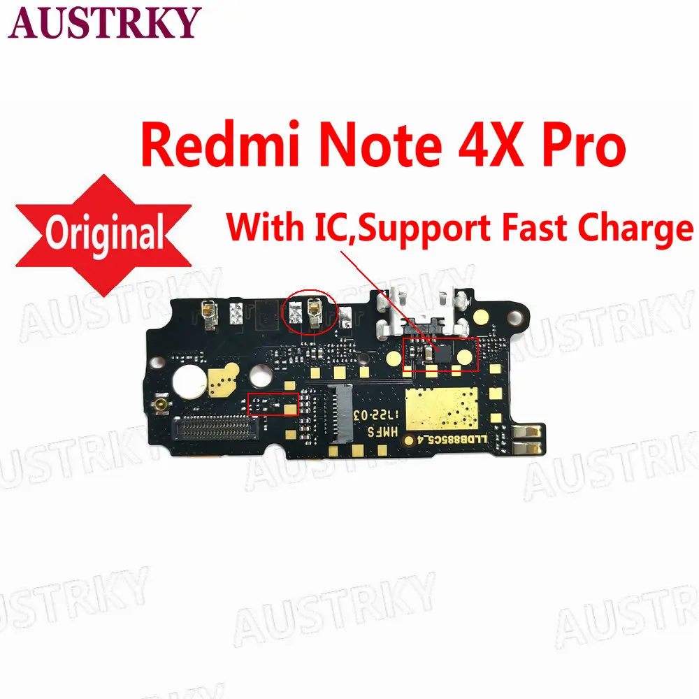 Новая плата зарядного устройства PCB Flex для Xiaomi Redmi Note 4 MTK Helio X20 / 4X Pro USB-порт разъем
