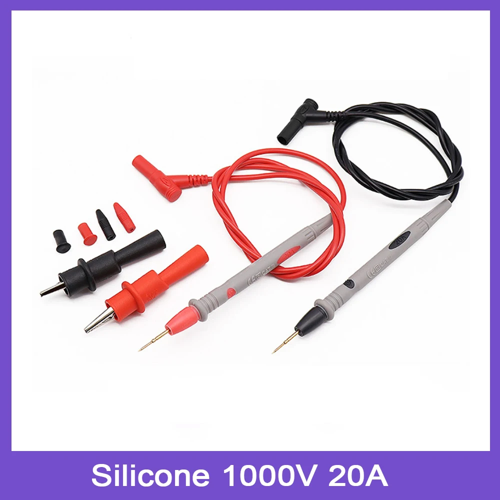 

New 1 pair Silicone Digital Multimeter probe Needle-tip Universal test leads with Alligator clip Cold and heat resistant tester