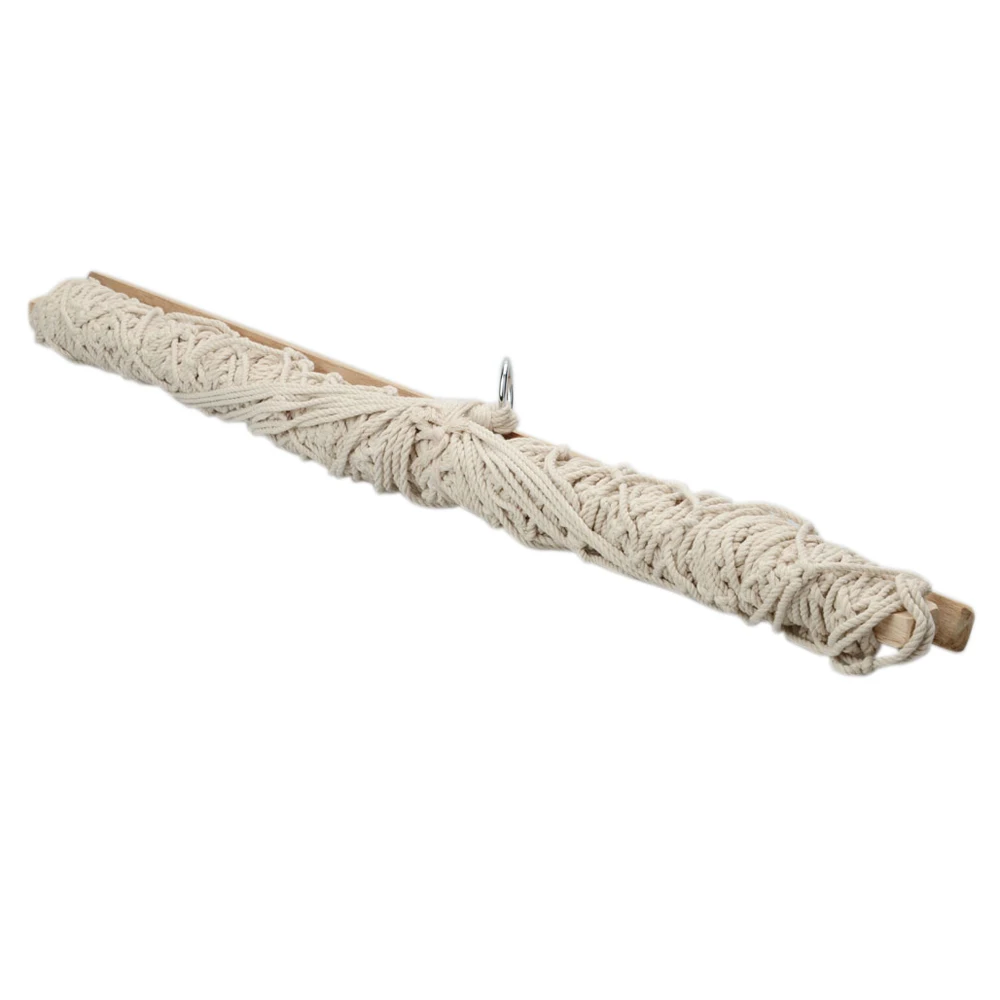 

【USA READY STOCK】Wood Pole Cotton Rope Hammock Bed with Rope White
