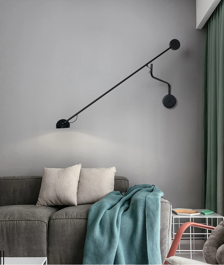 Sala de Jantar Luz do Sofá Nordic Pesca Longo Pólo Multifuncional Telescópica Balancim Leitura Lâmpada Parede 14 Luminárias de parede