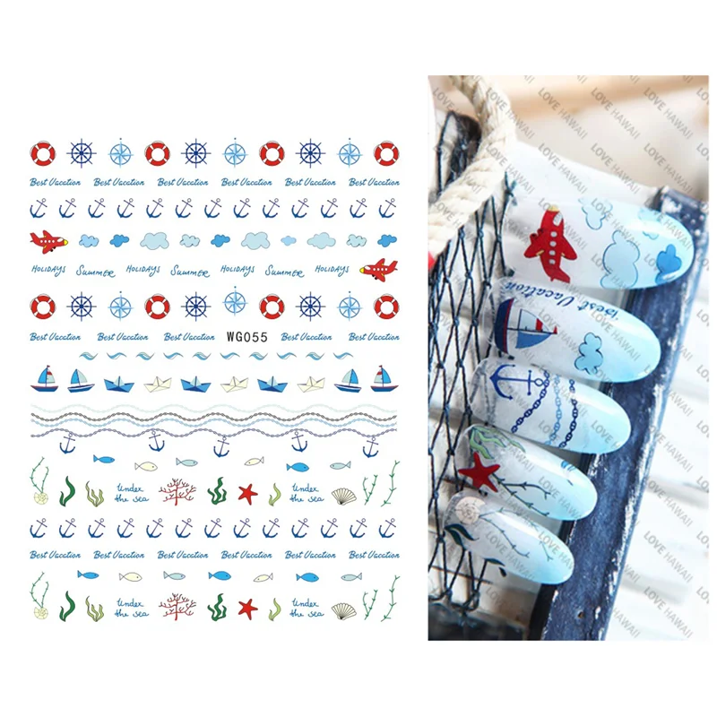 

10PCS Summer Beach Series Nail Stickers Fresh and Beautify Nail Beauty