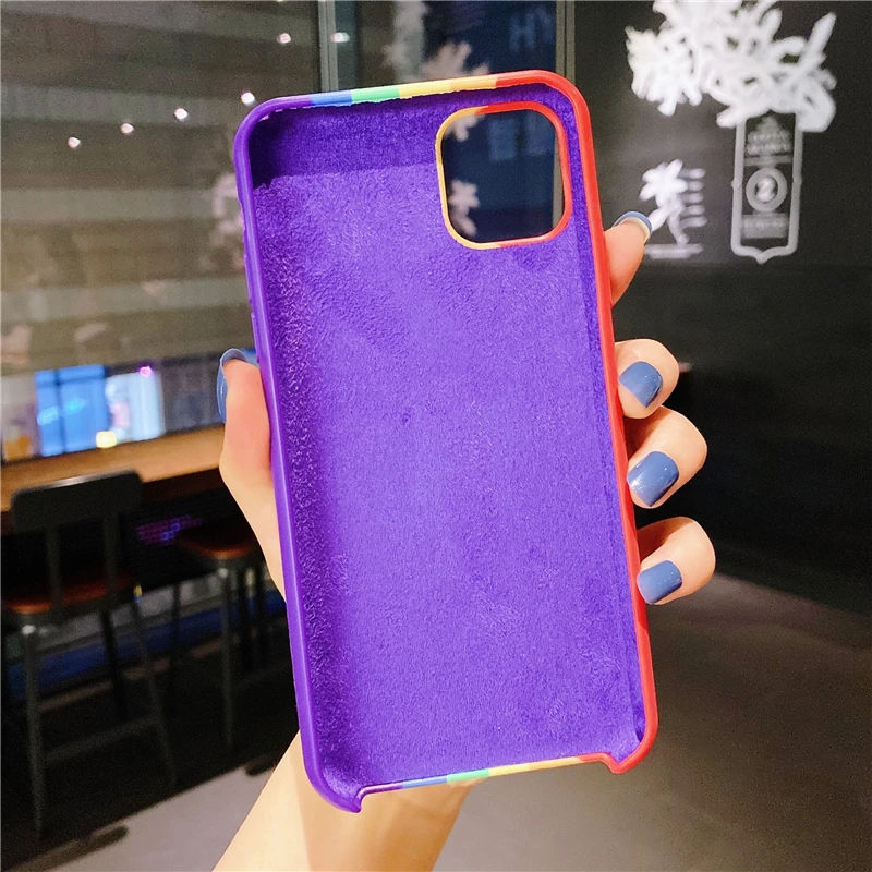 

Luxury Colorful Liquid Silicone Phone Case for iPhone 12 11 Pro MAX Mini X XS XR 7 8 Plus SE 2 Original Rainbow Shell Soft Cover