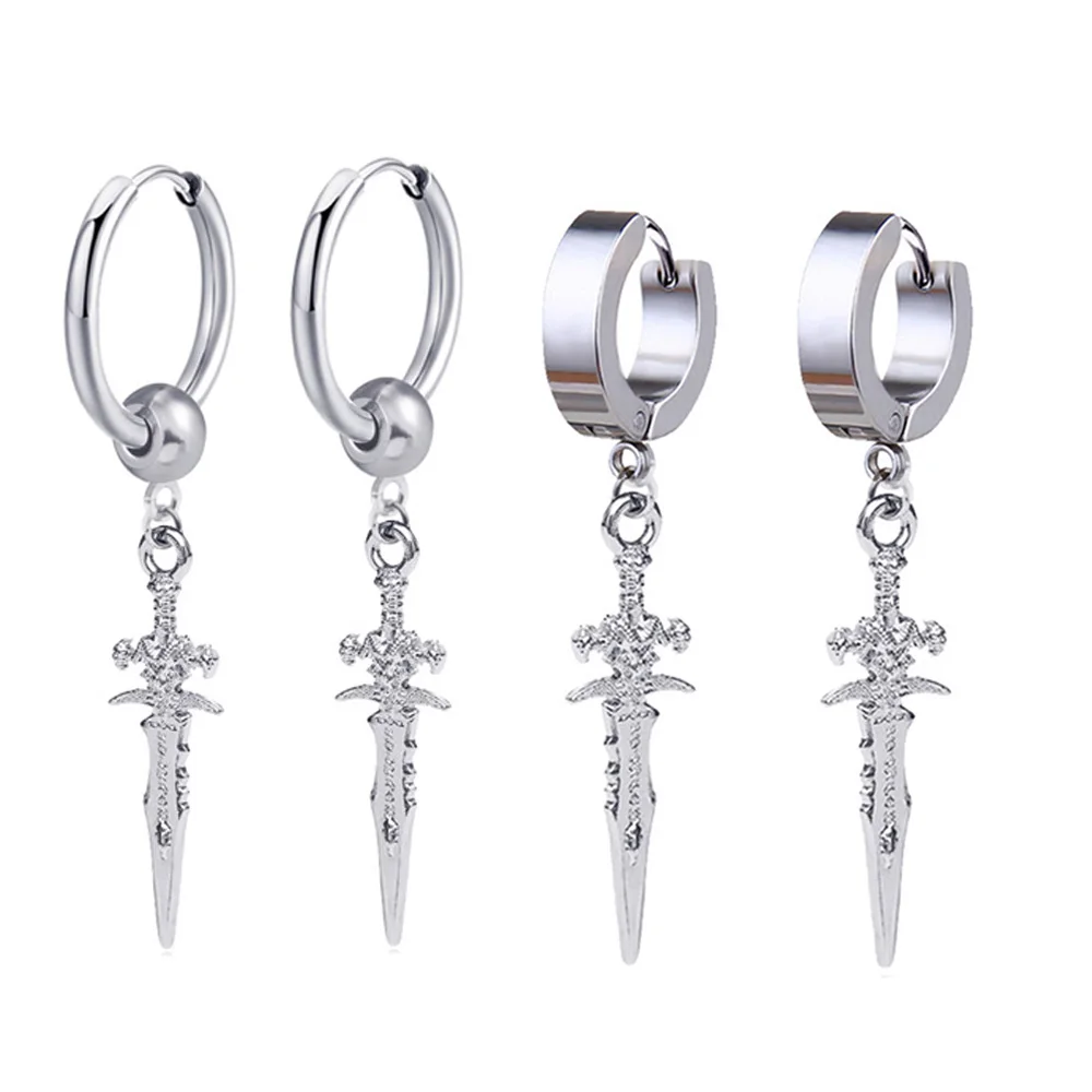 

Винтажные кинжал, свисающие серьги для женщин, серьги для мужчин Серебряный Цвет Маленький Меч свисающие женские серьги, модное ювелирное и...