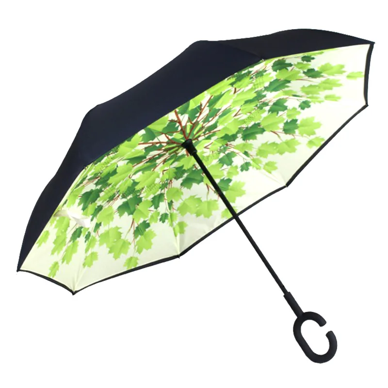 

Long Handle Reverse Umbrella Reverse Umbrella C- Type Hand Free Reverse Umbrella Double Layer Car Umbrella