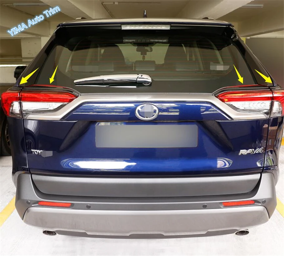 Lapetus Авто Стайлинг задние фонари лампа век бровей крышка отделка Подходит для TOYOTA RAV4 RAV 4 ABS хромовое углеродное волокно