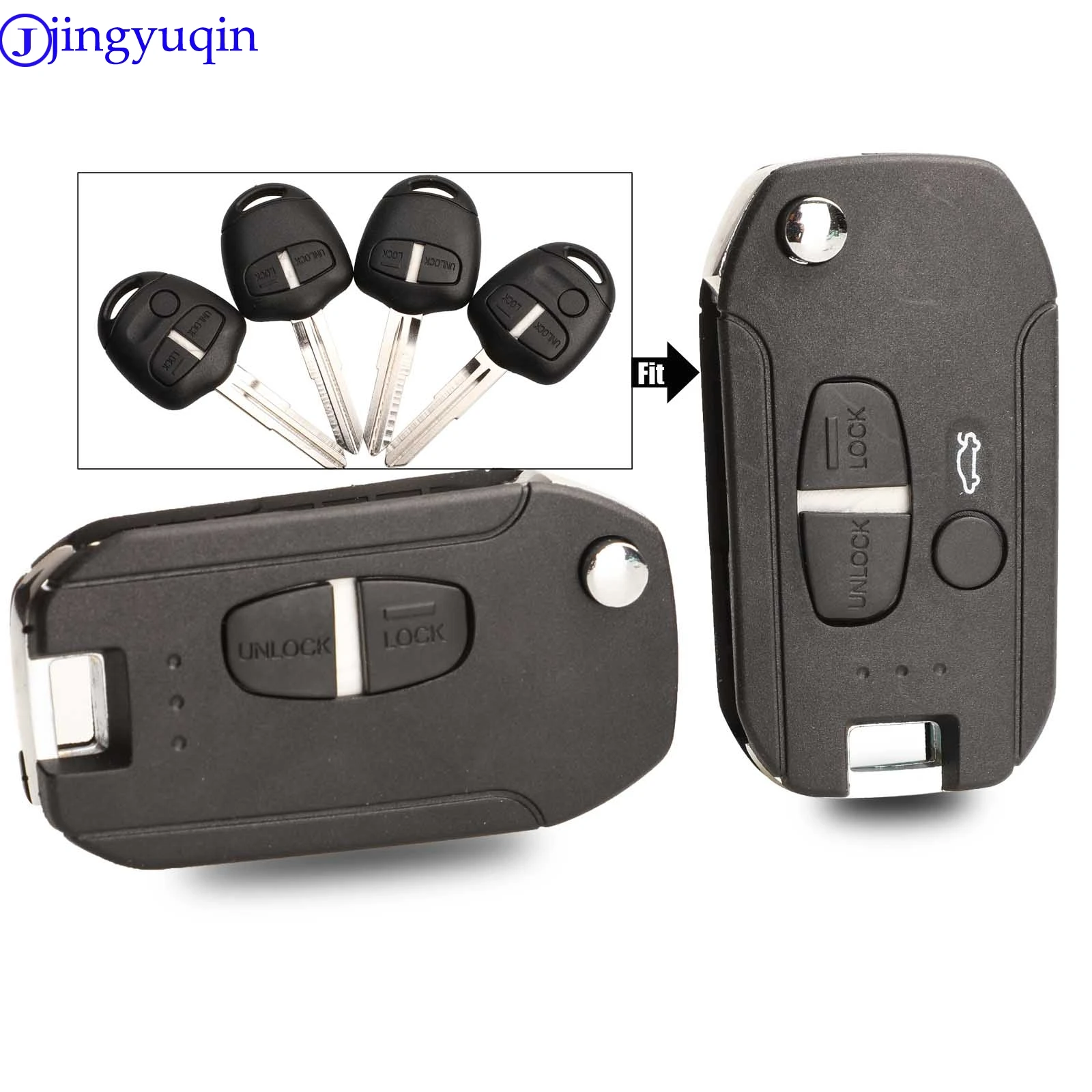 jingyuqin 10P 2/3 Buttons Modified Key Case Shell Cover For Mitsubishi Lancer Evo Colt Outlander Mirage Keyless (Right Blade)