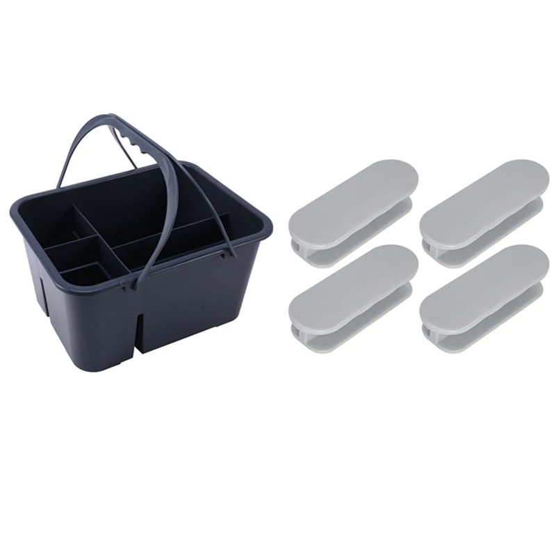 

4Pcs Self-Stick Instant Cabinet Drawer-Humanity Handle & 1x Sundries Cleaning Basket Plastic Portable Tool Box