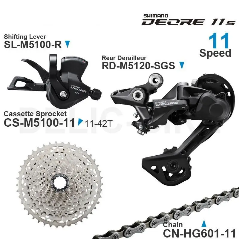 SHIMANO DEORE M5100 M5120 11Speed Groupset Shifter Rear Derailleur Cassette 50 51 52T Chain parts for MTB bike
