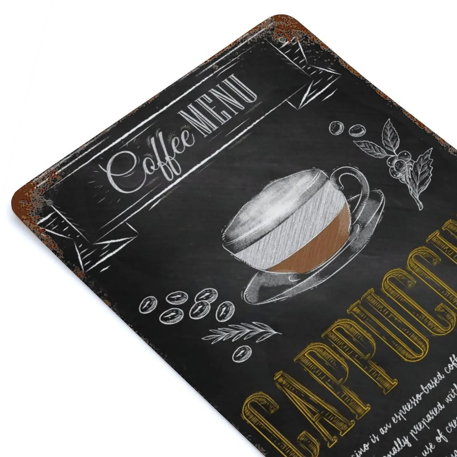 

Coffee Cappuccino Milk Printed Vintage Metal Poster Home Pub Bar Garage Wall Decoration Tin Sign Plaque Decor
