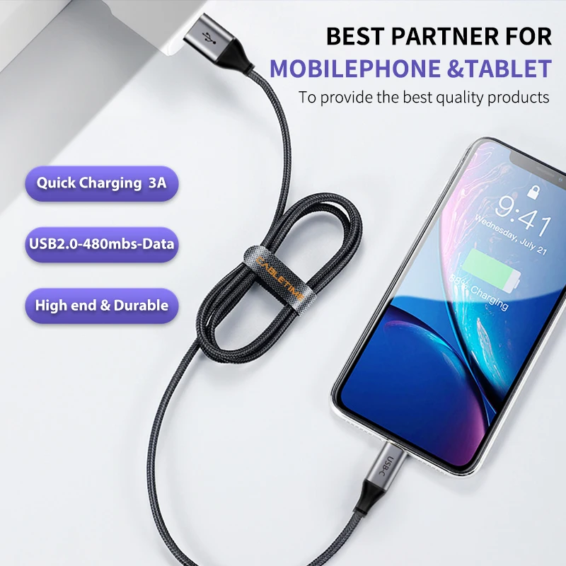 Кабель для синхронизации и быстрой зарядки, кабель USB-C, 3 А для компьютера Xiaomi mi9 Redmi note 7 и компьютера C004