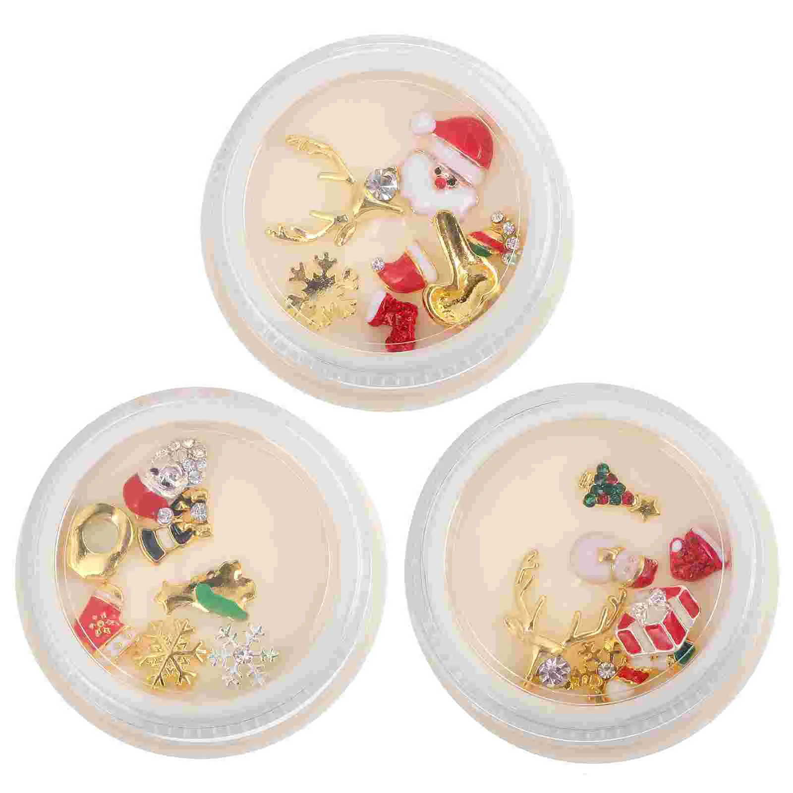 

3 Boxes Christmas Nail Art Decoration Manicure Supplies Festive Nail Tool