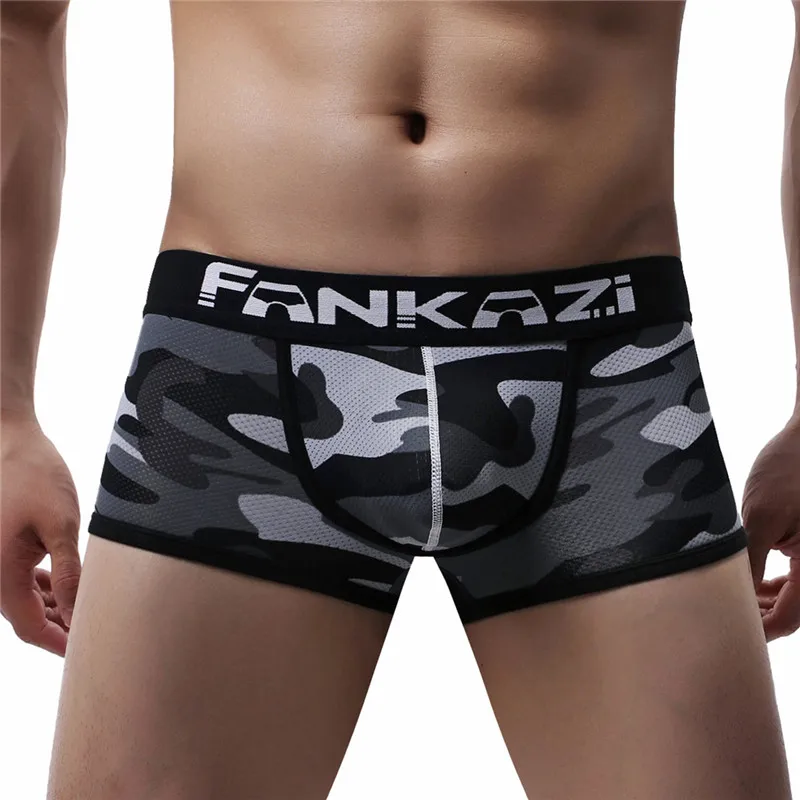 3PCS/Lot Boxers Sexy Men Underwear Camouflage U Pouch Trunk Underpants Low Waist Fashion Boxer Breathable Shorts Underwear