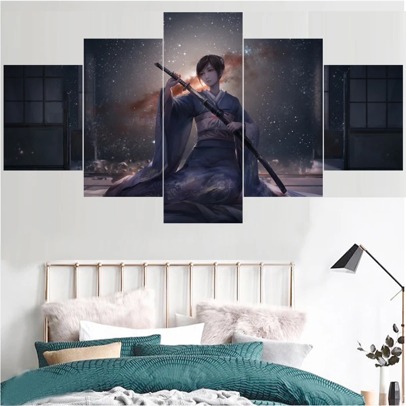 5 шт. настенные картины с изображением японского воина|Рисование и каллиграфия| |
