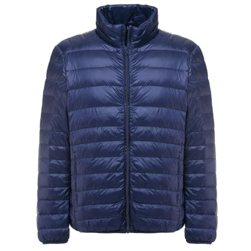 stand collar navy Новые пуховые куртки мужские Осень Зима повседневные с капюшоном белые пуховики Jaqueta мужская верхняя одежда сверхлегкие теплые пальто Casaco - Цвет: stand collar navy