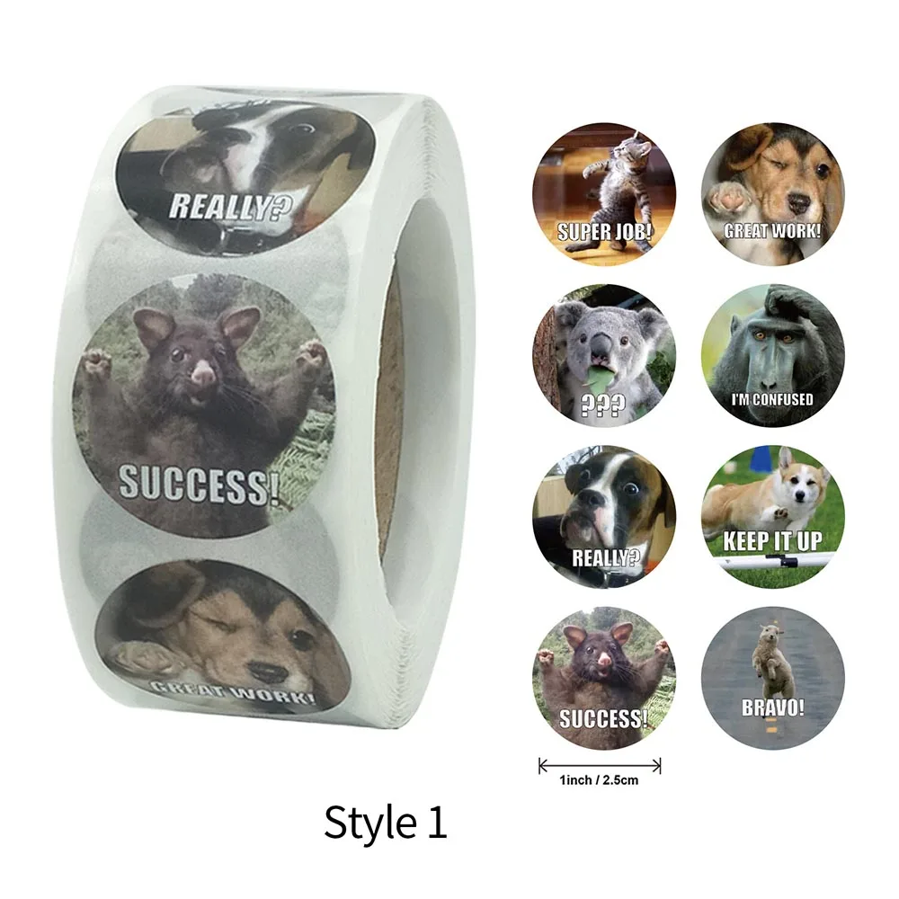 500 Pcs/roll 2.5 CM Reward Stickers for Teachers Fun Motivational & Incentive Kids Trendy Animal Meme Toys | Дом и сад