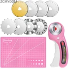 Роторный резак ZCMYDDM 45 мм, роторный резак для шитья ткани с режущим ковриком и 8 сменных роторных режущих лезвий, швейные инструменты