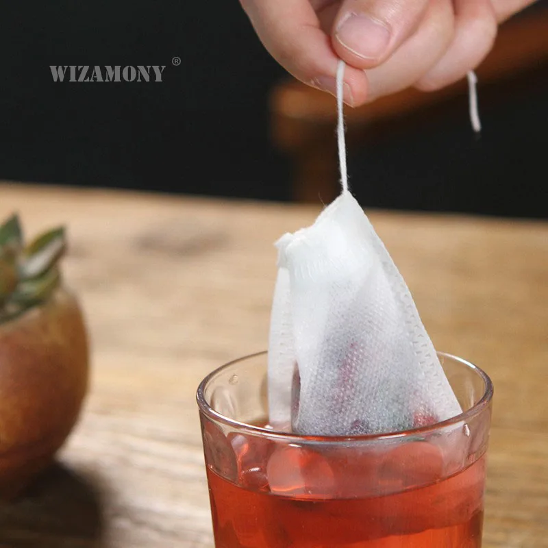 100 шт./лот 7*9 см WIZAMONY пустые ароматизированные одноразовые пакетики для чая цветов