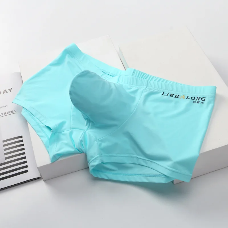 Мужские трусы боксеры нижнее белье из Ice Silk Hombre u образной выпуклостью спереди