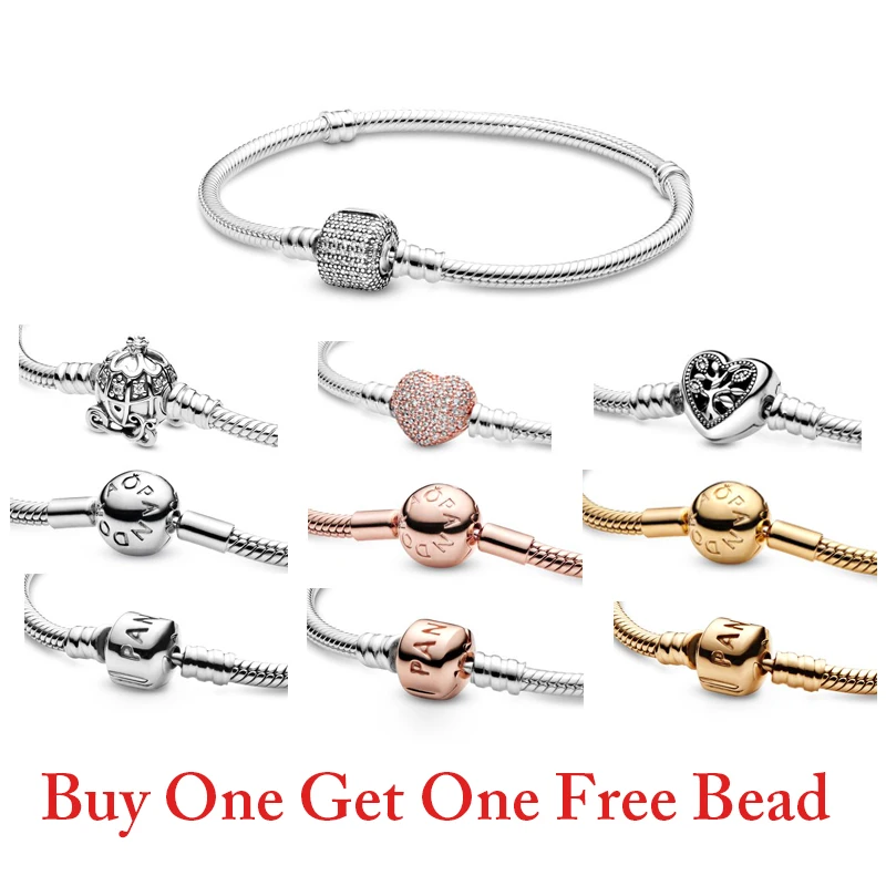 

2021Fashion Jewelry Gifts For Women Bracelets DIY Designer Charms Fit Original Pandora 925 Sterling Silver Handmade Bangle Plata