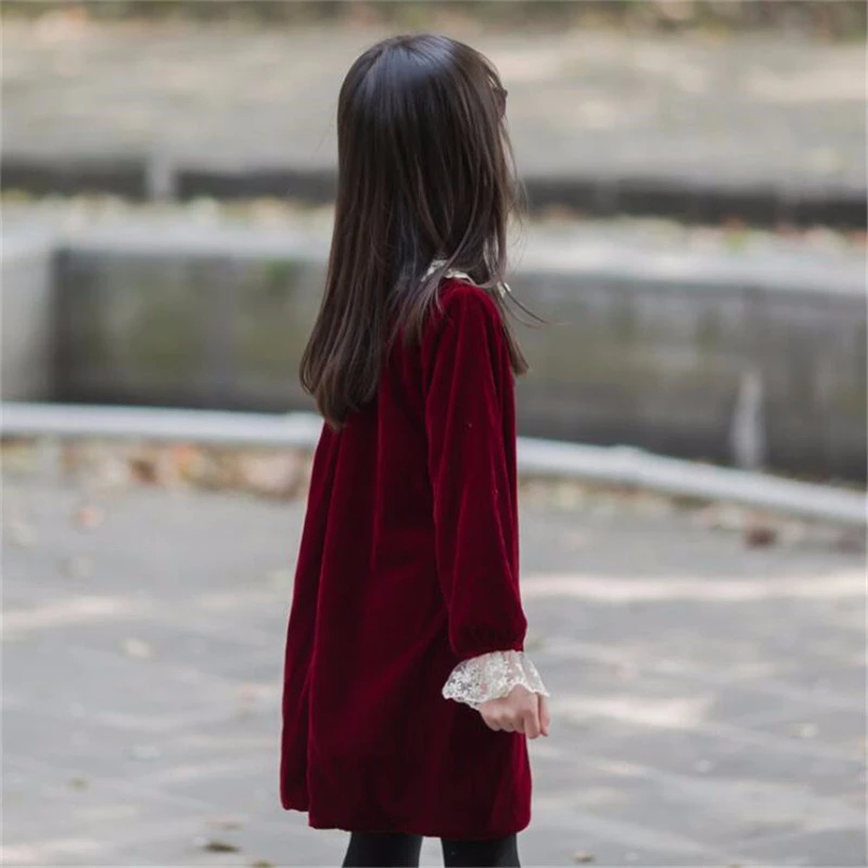 

Long-Sleeve Kids Dresses for Girls Velvet Princess Party Clothes 2020 New Baby Elegant Dress Fashion Children Clothing