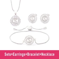 charm initial necklace stud earrings bracelet sets jewelry copper zircon white color a z 26 letters alphabet accessories