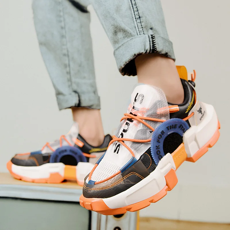 

2021 New Mens Designer Sneakers Streetwear Hip hop Shoes Men Platform Casual Sneakers Men Orange Daddy Shoes zapatillas hombre