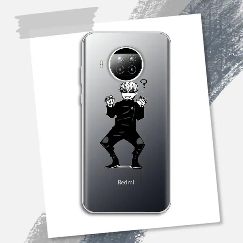 

Cute Japan Anime Jujutsu Kaisen Gojo sensei Phone Case Transparent for xiaomi redmi note 8 9 9s 11 10t lite pro