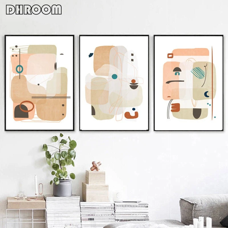 

Scandinavian Poster Prints Abstract Geometric Pastel Wall Art Modern Abstract Canvas Painting Nordic Home Decoration Pictures