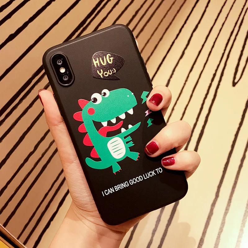 Корейский Kawaii мультяшный динозавр чехол для телефона iphone XR X XS милые иллюстрации