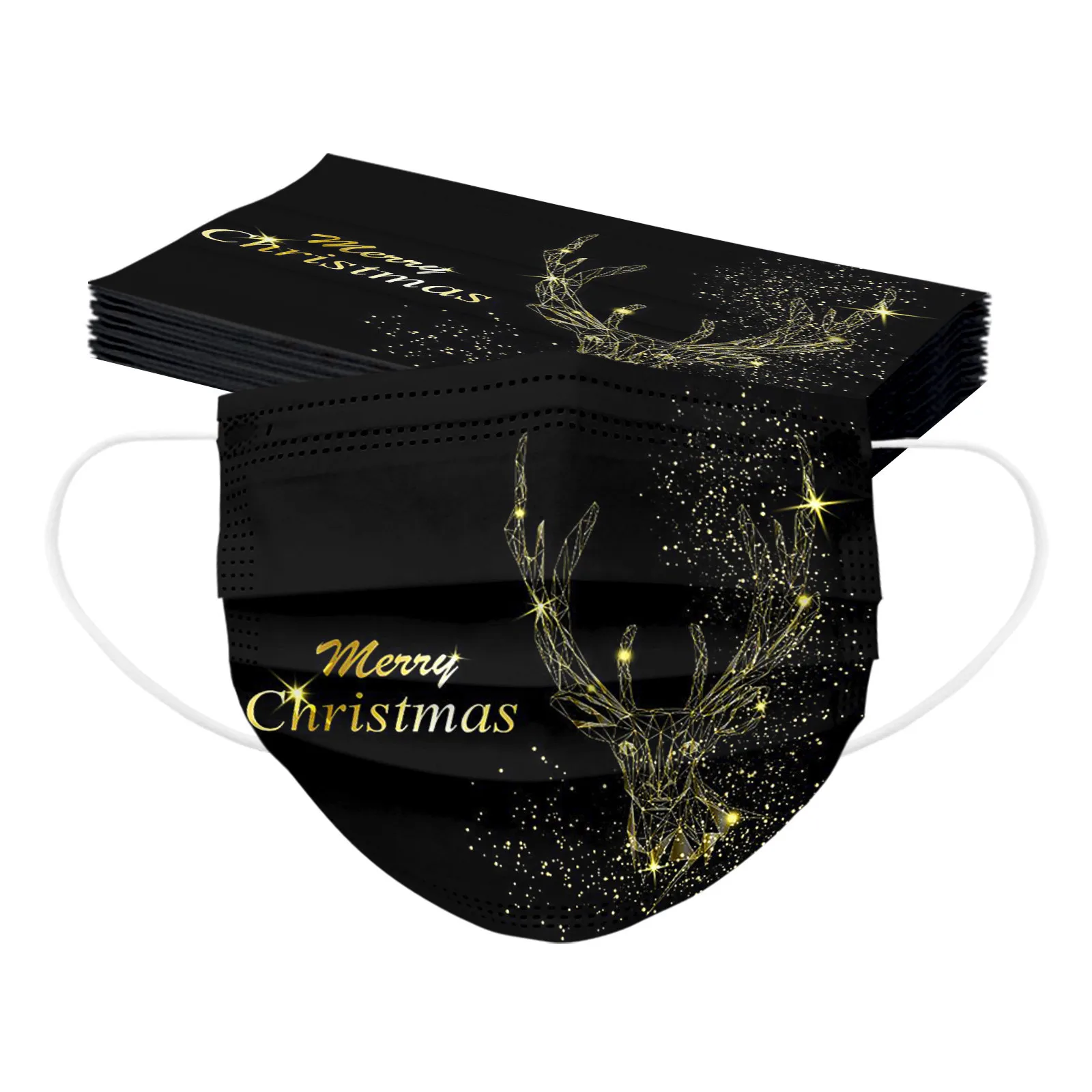 10 шт. модная маска для лица взрослых с рождественским принтом 2022 фильтром нового