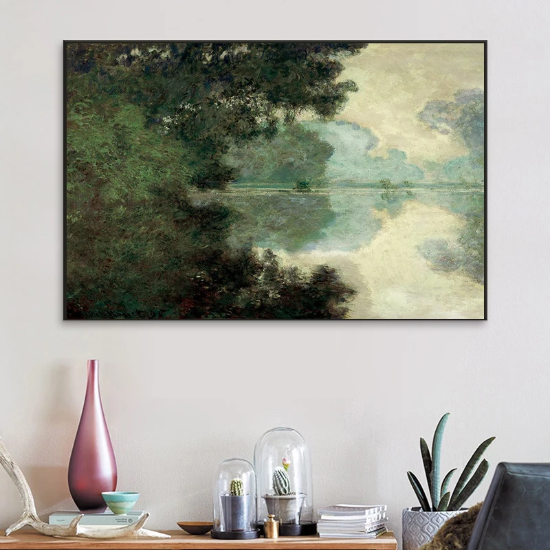 

Claude Monet Seine Landscape Oil Painting on Canvas Posters and Prints Impressionist Famous Paintings Room Wall Decor