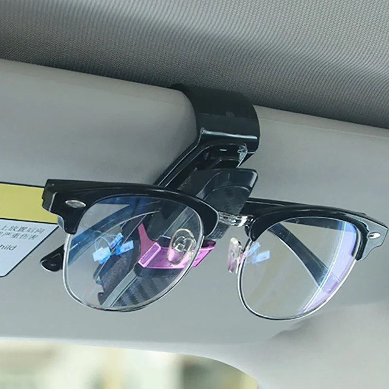 

Car Glasses Clips Carbon Fiber Card Pen Holder 180 Degree Rotate Dual Side Clips Sun Visor Vehicle Accessory