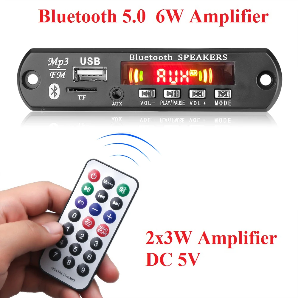 Декодер kebidu для MP3-плеера 6 Вт FM-радио TF USB 5 В 3 мм AUX-модуль Bluetooth5.0 | Электроника